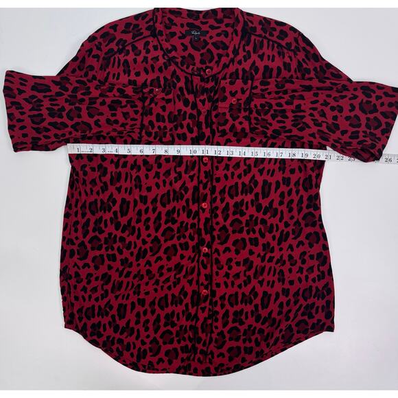 Rails “Lillian” Red Leopard Button Down Blouse Size L - Picture 11 of 13